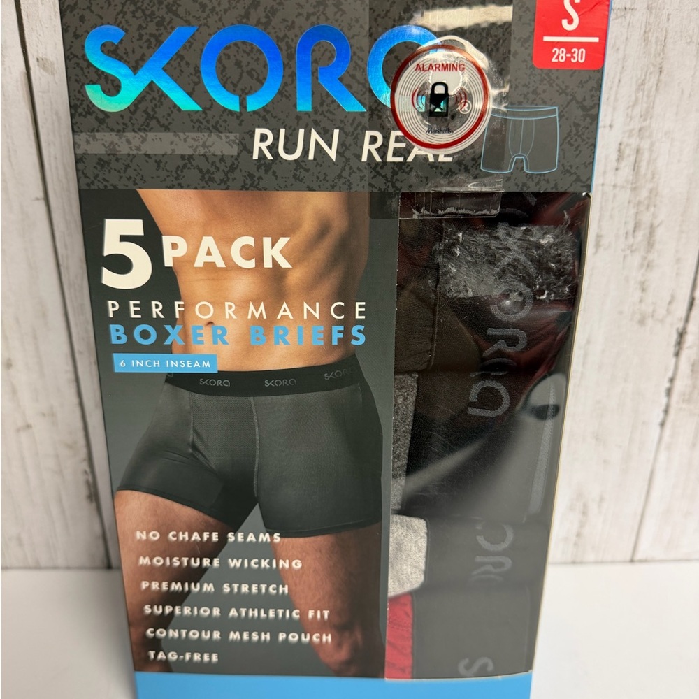 Skora Men’s Performance Boxer Briefs Multicolored 6” Inseam Size Small 28-30 NWT